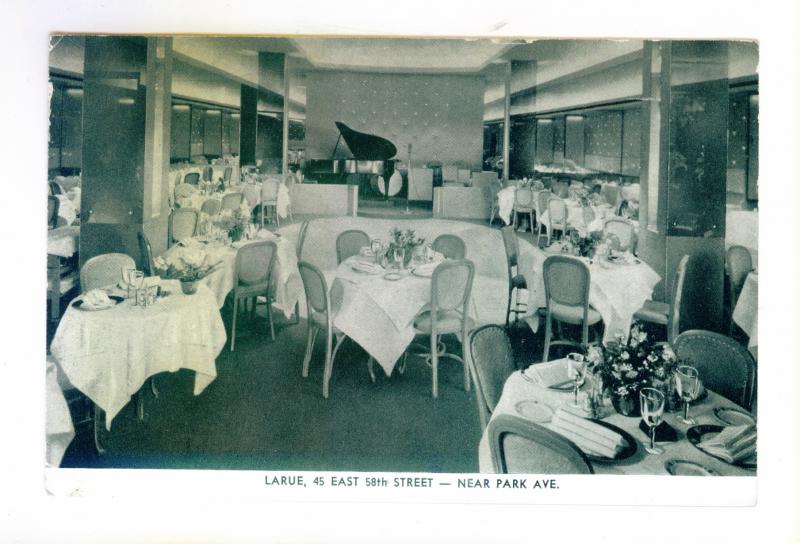 New York City to Canton, NY, 1942, Larue Restaurant 58th Street used Potcard