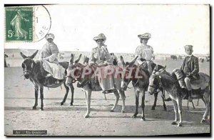 Old Postcard Donkey Mule A quartet