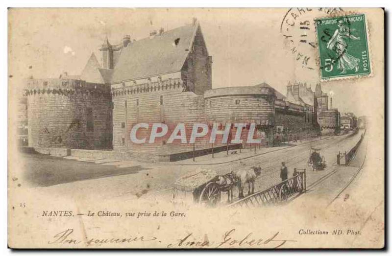 Nantes - Le Chateau view from the station - Old Postcard