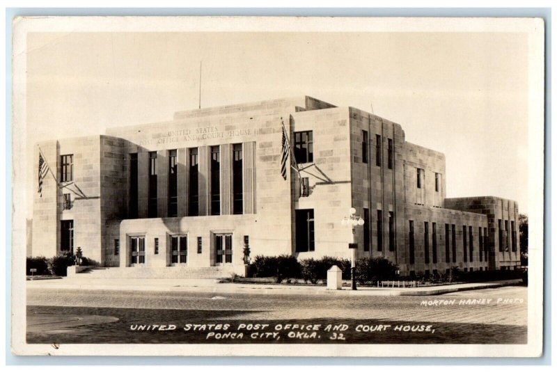 United States Post Office And Court House Ponca City OK RPPC Photo Postcard