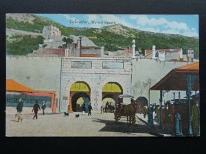 Gibraltar MARKET SQUARE - Old RP Postcard by Millar & Lang of Glasgow 