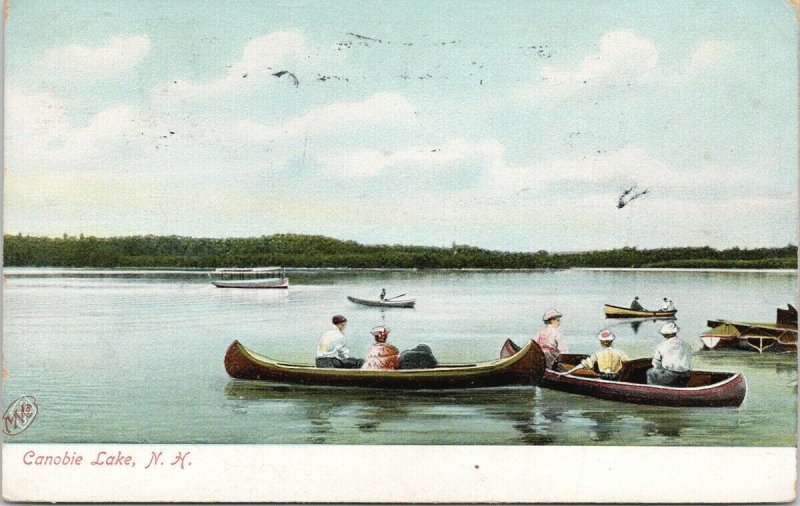 Canobie Lake NH New Hampshire Boats Canoes c1914 Metropolitan News Postcard F53