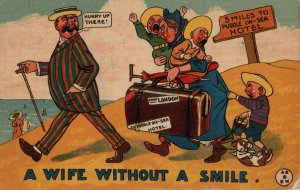 Hotel Baggage Seaside Arrival Huge Famly 1907 Comic Humour Postcard