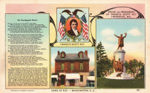 Vintage Postcard 1920's The Home of Key Mansion Washington DC Francis Scott Key
