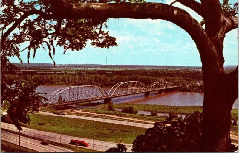 Missouri River Bridge South Sioux City Nebraska NE Iowa IA Postcard VTG UNP 