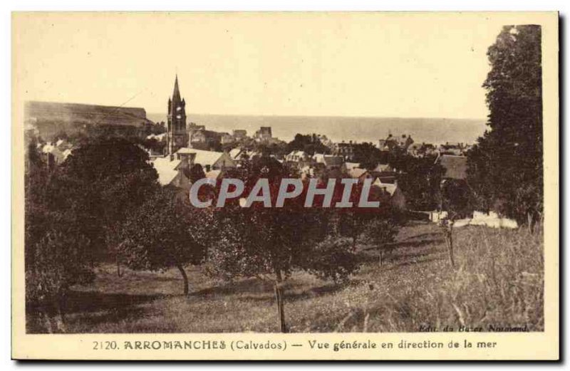 Old Postcard Arromanches Vue Generale in Sea Branch