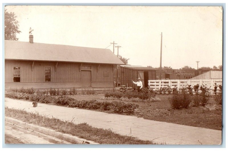 c1910's Depot Station Burlington Iowa IA RPPC Photo Unposted Antique Postcard