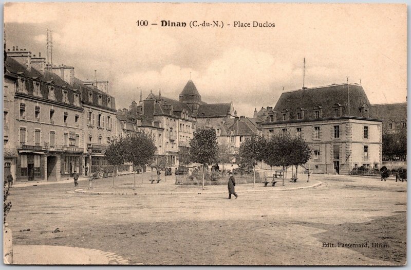 Dinan - Place Duclos France Buildings and Grounds Park Circle Postcard 