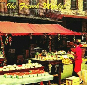 French Market Fruit Display New Orleans Louisiana LA Chrome Postcard 1969