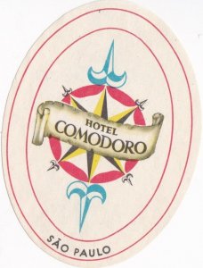 Brasil Sao Paulo Hotel Comodoro Small Vintage Luggage Label sk1337