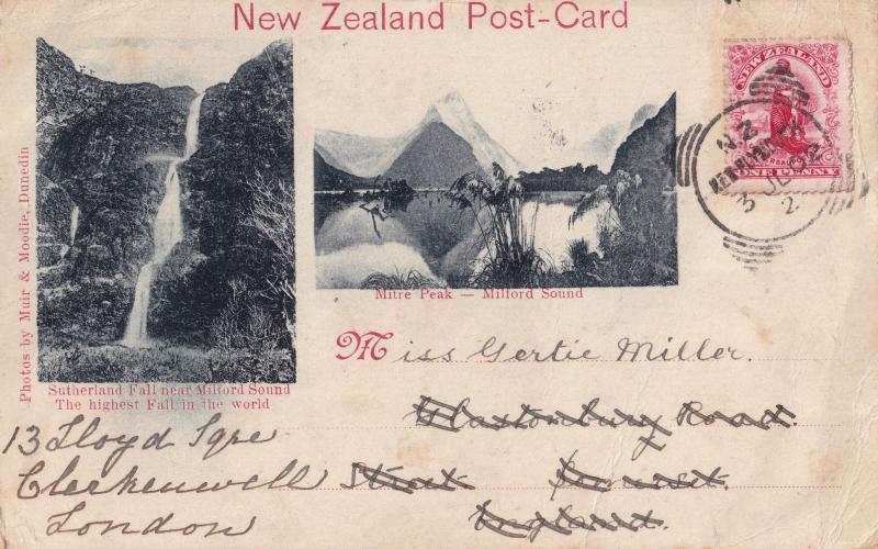 Sutherland Fall Summit Earliest Ever ? 1902 New Zealand Postcard