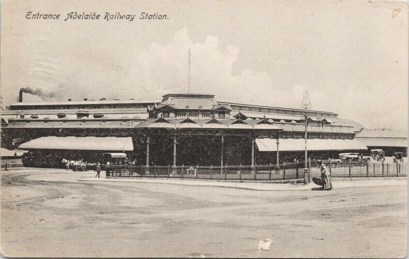 Entrance to Railway Station Adelaide Australia AU Postcard E55 *As Is