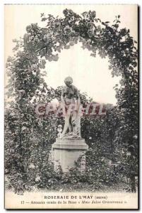 Old Postcard Rose Garden of Hay (Seine) hoops adorn the Rose Mrs. Jules Grave...