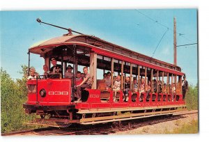 Kennebunkport ME Vintage Postcard Seashore Trolley Museum Open Trolley Car #838