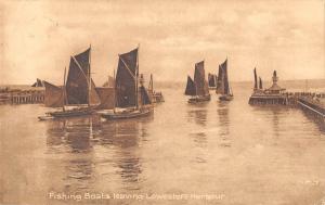 uk32806 fishing boats leaving lowestoft harbour real photo uk