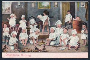 Public Meeting Babies Sitting on Chamber Pots unused c1905