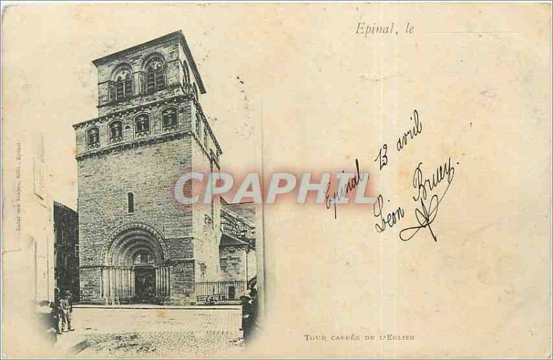 Old Postcard Epinal the church square tower