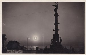 Reggio Calabria Della Vittoria Italian Monumento At Night RPC Postcard