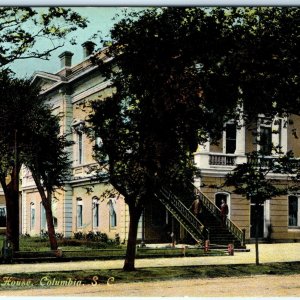 c1910s Columbia, SC County Court House Rare View FM Kirby Postcard Men Tree A119