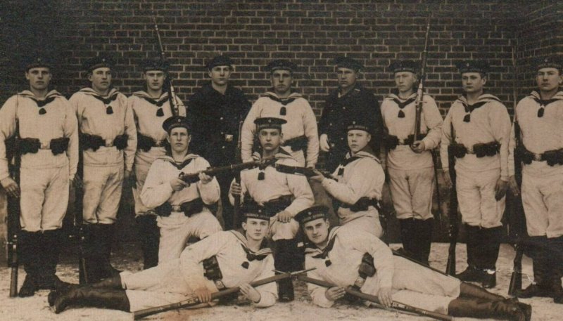 RPPC German Navy Captain and Officers and Crew  Photo WWI