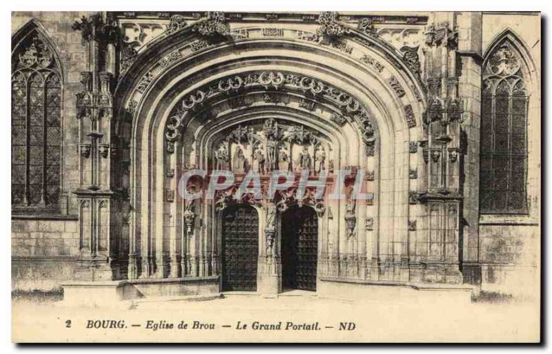 Postcard Old Brou Church Bourg Grand Portal