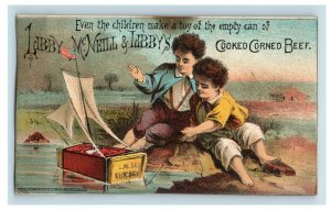 1880s-90s Libby McNeill & Libby's Cooked Corned Beef Boys Toy Boat P214