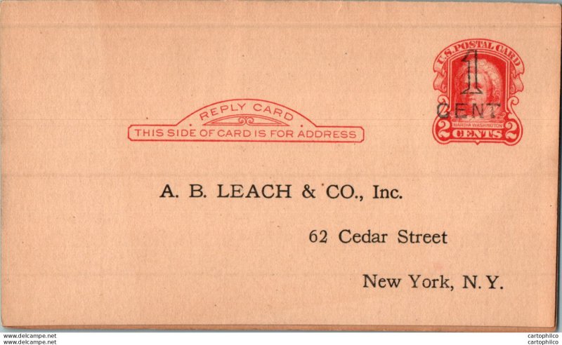 US Postal stationery 2c Leach New York