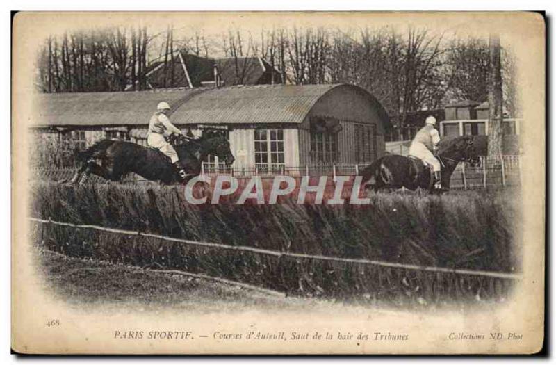 Old Postcard Horse Riding Equestrian Sports Races of Paris & # 39Auteuil jump...