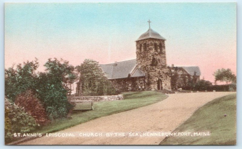 KENNEBUNKPORT, Maine ME ~ Handcolored ST. ANNE'S EPISCOPAL CHURCH  Postcard