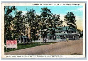 Hagerstown Maryland Postcard Shipway's Inn And Tourist Camp Roadside Scene 1932