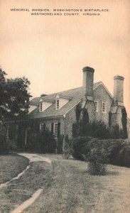 Vintage Postcard Memorial Mansion Washington's Birthplace Westmoreland County VA