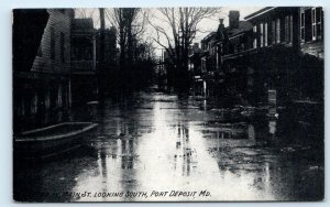 PORT DEPOSIT, MD Maryland ~ MAIN STREET Scene During a FLOOD c1910s Postcard