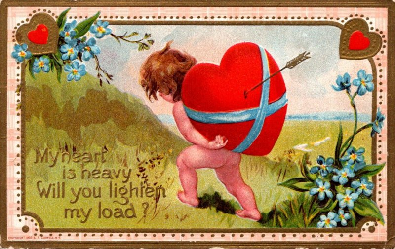 Valentine's Day Cupid Carrying Arrow Pierced Heart