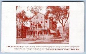 1912 PORTLAND MAINE*THE COLONIAL*BOARDING HOUSE*INN*HOTEL*FRONT PORCH*BALCONY