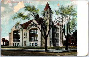 VINTAGE POSTCARD THE HIGH SCHOOL AT TRENTON NEW JERSEY MAILED 1906 paper disturb