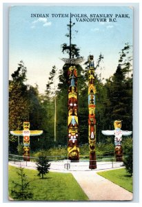 Vintage Indian Totoem Poles Stanley State Park Vancouver B.C. Postcard F145E