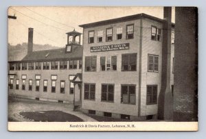 KENDRICK & DAVIS FACTORY LEBANON NEW HAMPSHIRE WATCH MAKERS POSTCARD (c. 1910)