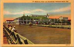 postcard Rehoboth Beach Delaware - Belhaven Hotel and Boardwalk
