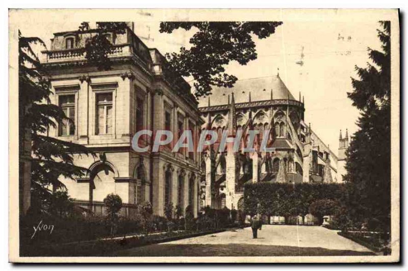 Old Postcard Bourges Hotel de Ville and the apse of the Cathedral