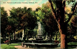 Vtg Postcard 1910s Oshkosh Wisconsin WI Fountain at Riverside Cemetary UNP