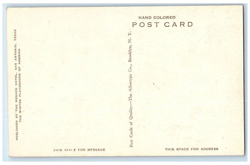 c1910's Patio Scene The Menger Hotel San Antonio Texas TX Unposted Man Postcard