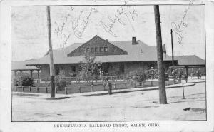 F63/ Salem Ohio Postcard 1908 Pennsylvania Railroad Depot Station