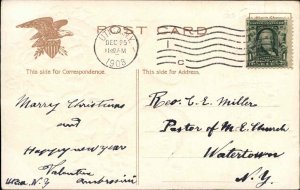 Christmas Angels Bells Embossed c1900s-10s Postcard