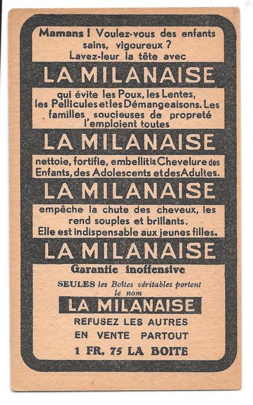 French Victorian Trade Card Children La Milanaise Shampoo Cures Lice Dandruff