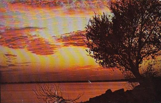 Oklahoma City Sunset On Lake Overholser 1951