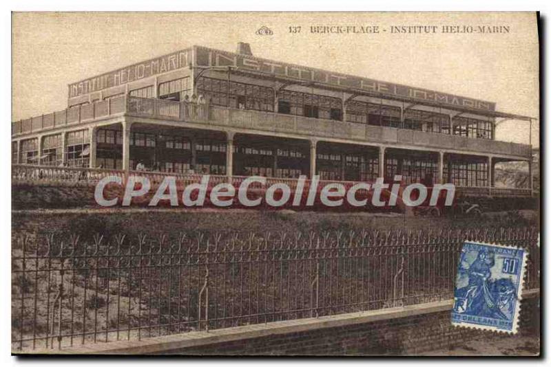 Old Postcard Berck Beach Helio Marin Institute