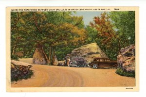 VT - Smugglers Notch. Road Winding Between Giant Boulders