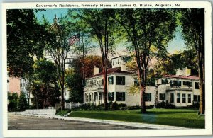 Governors Residence formerly Home of James G Blaine Augusta Maine Postcard