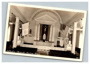 Vintage 1949  RPPC Postcard Catholic Church Kailua Kona Hawaii Vatican & US Flag