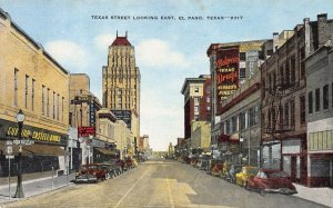 Texas Street Looking East, El Paso, Texas, Early Postcard, Unused